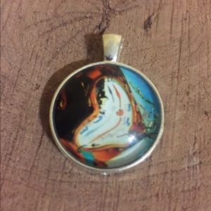 Salvador Dalí Tíbet silver Cabochon glass pendant